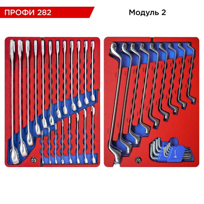 МАСТАК (52-06282B) Набор инструментов 282 предмета, "ПРОФИ 282", в синей тележке