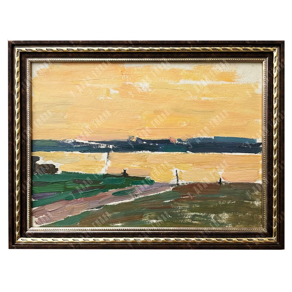 Динес Ю. С. Волга вечером. Этюд в желтых тонах. Картон, масло. 1959
