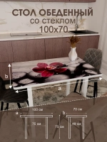 Обеденный стол "Красная орхидея" 100x70 см