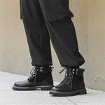 XIEGUIHUAYU Microfiber Leather Trendy Work Boots Men"s