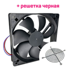 Кулер Delta 120мм для корпуса ПК, 0,8А/3pin+решетка черная