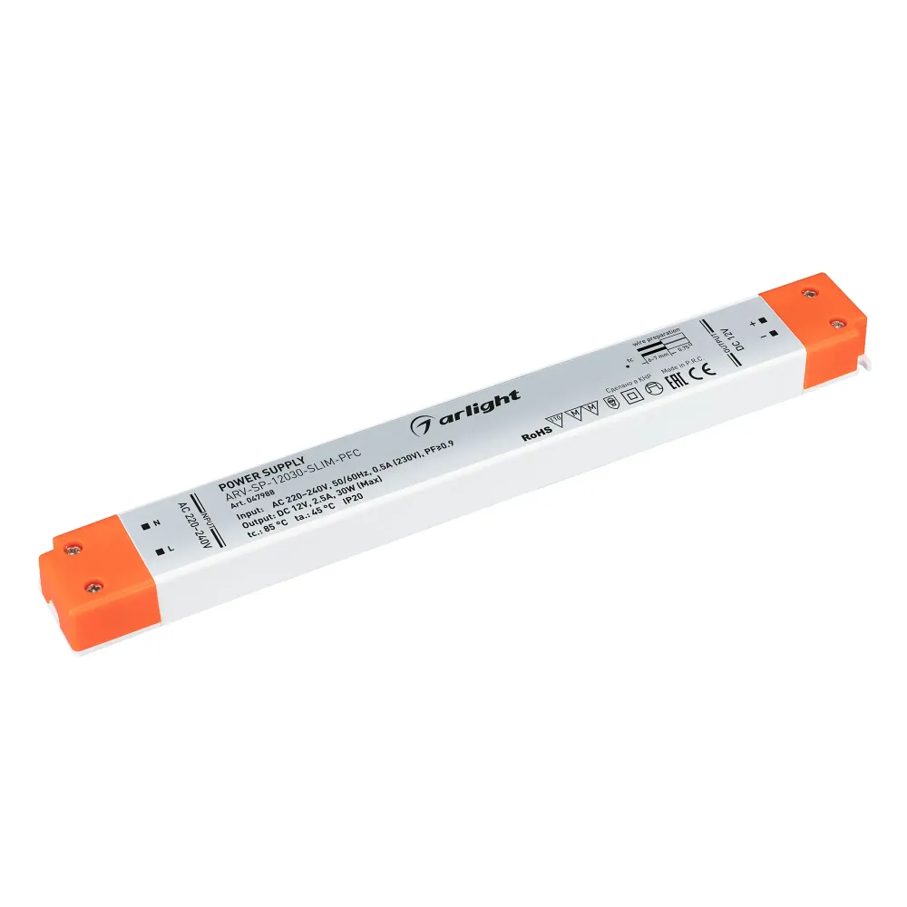 Блок питания ARV-SP-12030-SLIM-PFC (12V, 2.5A, 30W) (Arlight, IP20 Пластик, 5 лет) Блок питания ARV-SP-12030-SLIM-PFC (12V, 2.5A, 30W) (Arlight, IP20 Пластик, 5 лет)
