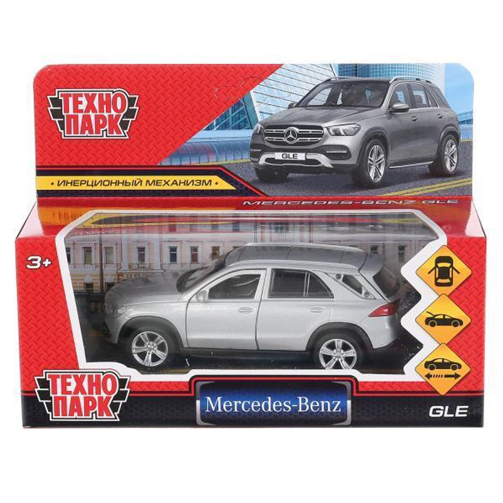 Модель ин. мет. "Mercedes-Benz GLE" 12см, двери, багаж, серебристый, в коробка GLE-12-SR (Технопарк)