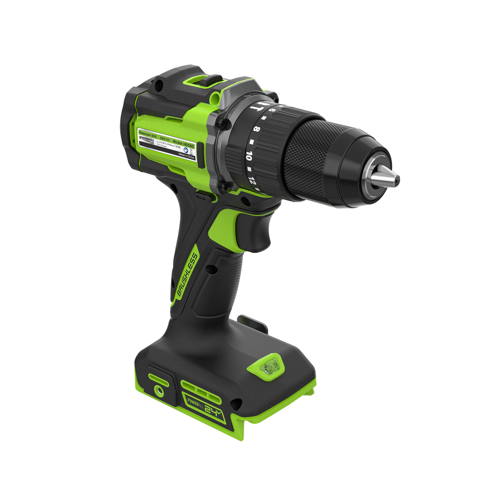 Дрель-шуруповерт ударная акк. Greenworks HD560, 24V, б/щет, 0-500 / 0-2000 об/мин, 30/60 Нм, 13мм, Anti-kickback, без АКБ и ЗУ (HD56000)