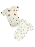 Набор боди 2шт. Звездочки, короны с коробка рукавом, р. 68, молочный (Bloom Baby)