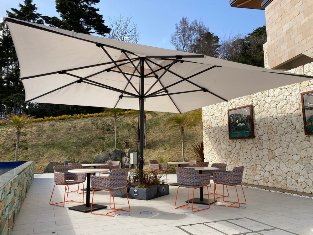 Зонт профессиональный телескопический 5х6 м Scolaro Capri Dark, антрацит, слоновая кость