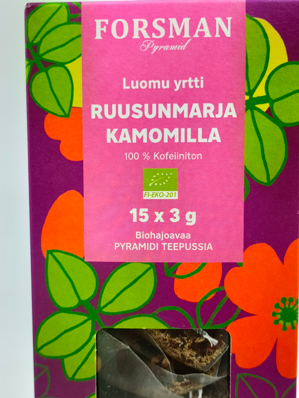 Forsman Чай травяной "RUUSANMARJA KAMOMILLA" (шиповник, ромашка) в пирамидках 45 г (из Финляндии)