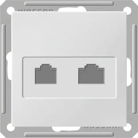 W59 РОЗЕТКА двойная компьютерная RJ45+RJ45 кат. 5e, механизм, БЕЛЫЙ