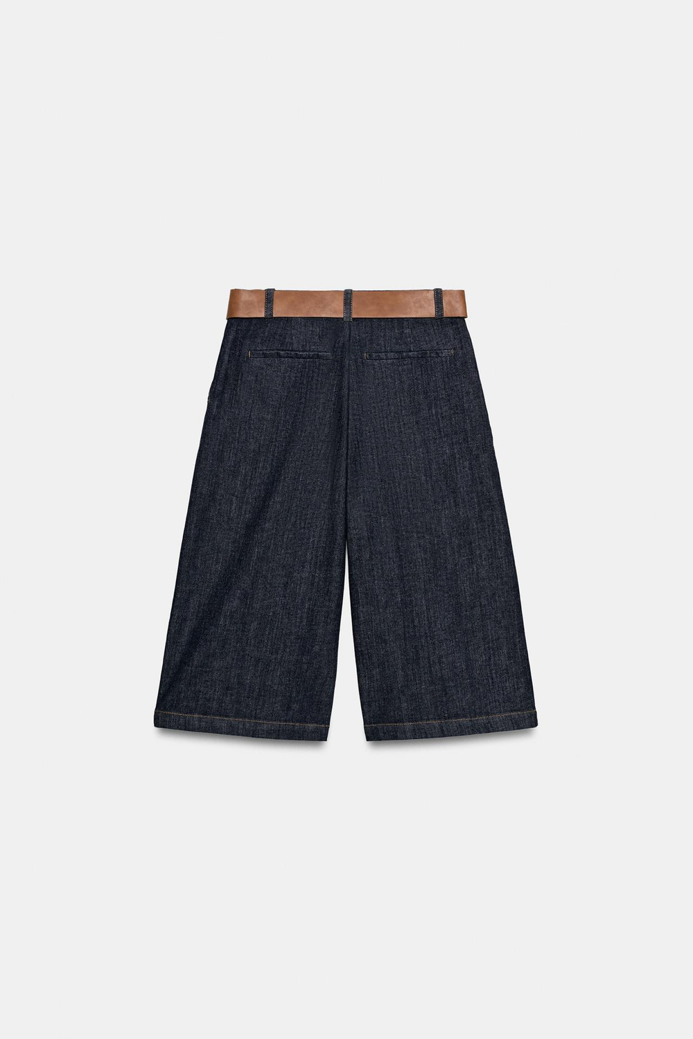 ZARA ДЛИННЫЕ ШОРТЫ С ЗАЩИПАМИ И РЕМНЕМ, ИНДИГО