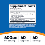 Nutricost, KSM-66®, экстракт корня ашваганды, 60 капсул