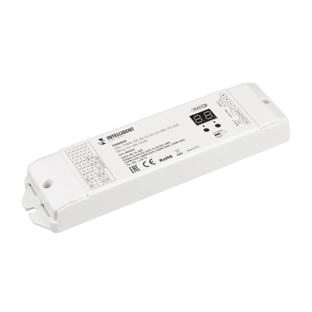 INTELLIGENT ARLIGHT Диммер DALI-PWM-105-82-1G-SH-D2-DRI-PS-SUF White (12-48V, 5x3A) (IARL, IP20 Пластик, 5 лет) INTELLIGENT ARLIGHT Диммер DALI-PWM-105-82-1G-SH-D2-DRI-PS-SUF White (12-48V, 5x3A) (IARL, IP20 Пластик, 5 лет)