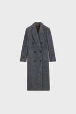 Macro-herringbone coat with double-breasted closure