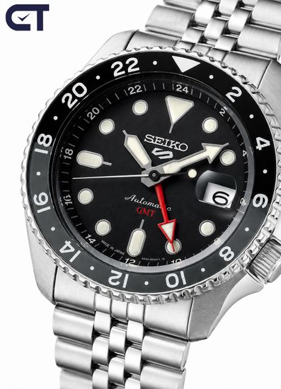 Seiko SSK001K1 5 Sports SKX мужские наручные часы — автоматический GMT с чёрным циферблатом