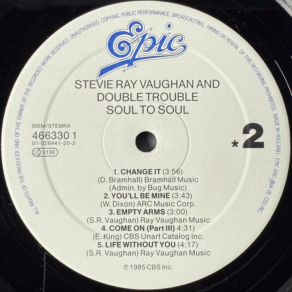 Stevie Ray Vaughan And Double Trouble ‎– Soul To Soul (Голландия)