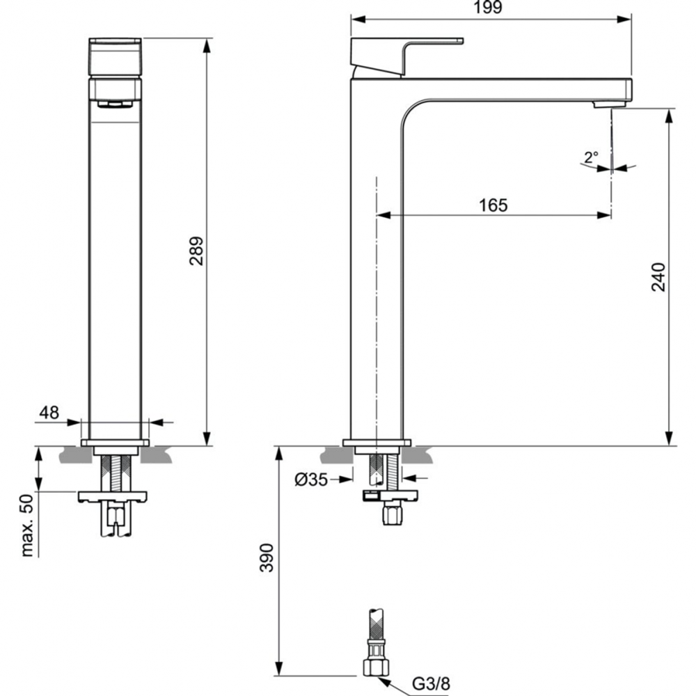 Смеситель Ideal Standard  EDGE A7114AA для умывальника