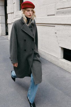 ZARA ОДНОТОННАЯ ШАПКА ИЗ 100% ШЕРСТИ, КРАСНЫЙ