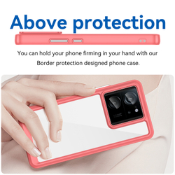 Чехол противоударный с мягкими рамками красного цвета для Xiaomi 13T и 13T Pro, мягкий отклик кнопок