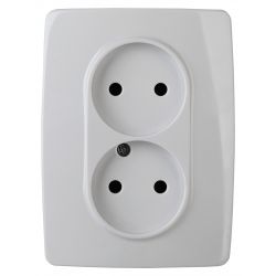 Розетка ЭРА Серия 12 12-2107-01 двойная без заземления 2X2P 16A-250В IP20 белый | Эра 12