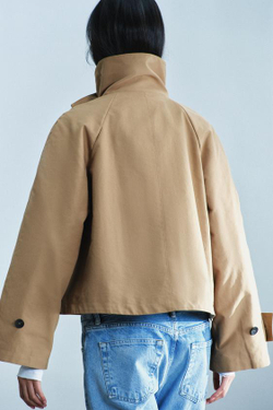 ZARA КОРОТКИЙ ТРЕНЧ С ВЫСОКИМ ВОРОТНИКОМ — ZW COLLECTION, БЕЖЕВЫЙ