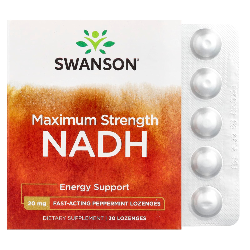Swanson Vitamins, NADH, перечная мята, 20 мг, 30 пастилок