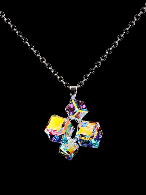 Подвеска-ромб Мираж с кубиками-хамелеонами Swarovski