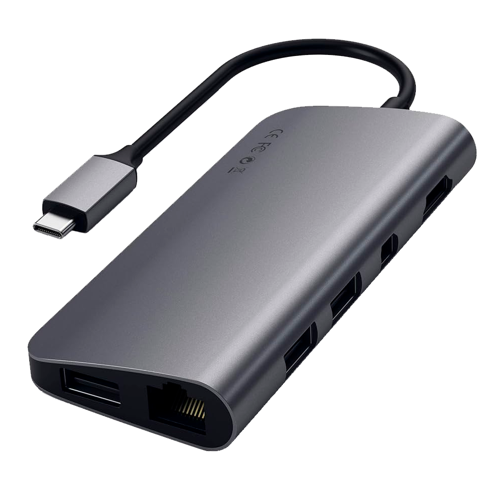 USB-концентратор Satechi USB-C Multi-Port V2, Ethernet / 4K HDMI / Type-C / Type-A / SD & micro SD, Space Gray (Серый космос)