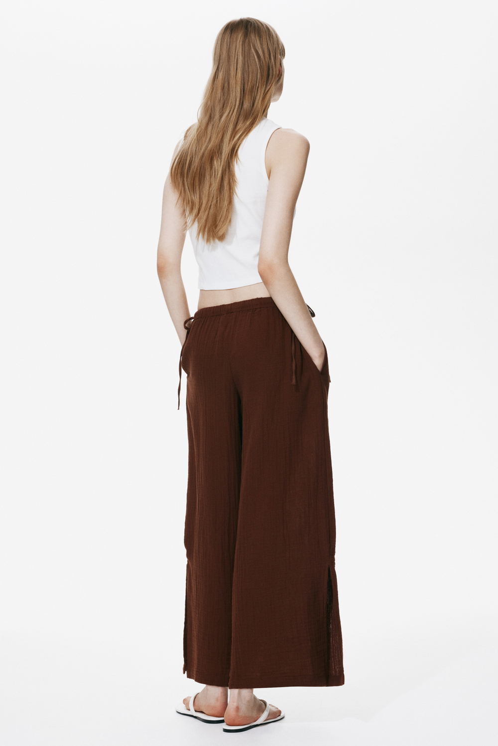 Брюки из муслина со стягивающим шнурком - H&M