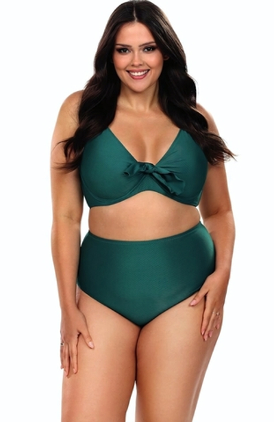 Раздельный купальник plus size: мягкий лиф и трусики-слипы (Размер: 80C/40) (Цвет: изумрудный)