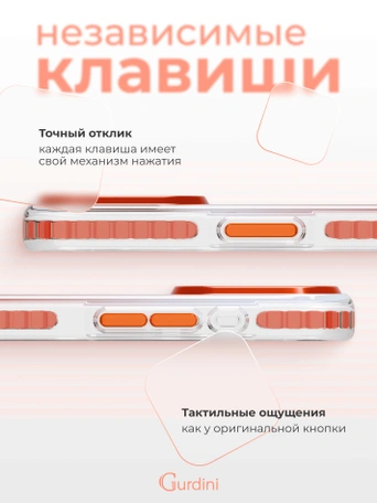 Чехол накладка iPhone 16 6.1" Gurdini Ocean Case (6) Transparent оранжевый