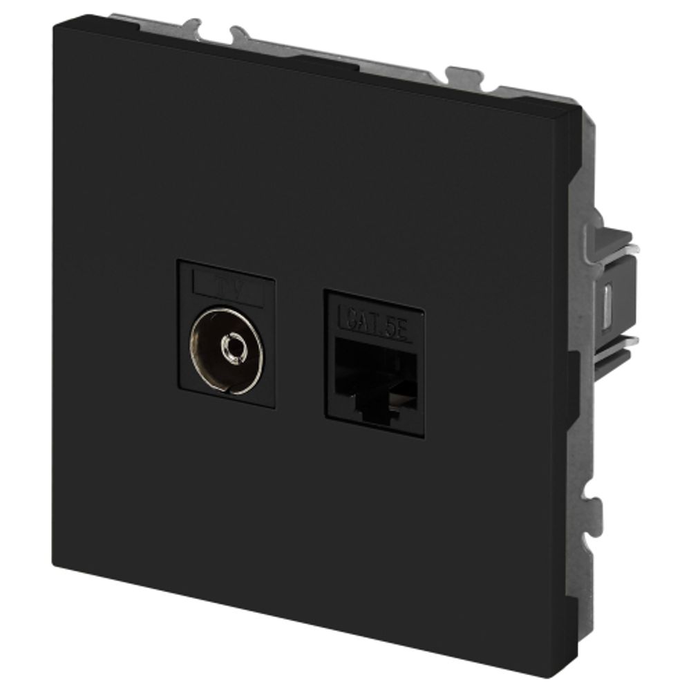 Розетка ЭРА Galaxy 15-3110-05 комбинированная RJ45+TV IP20 антрацит | Эра Galaxy