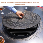 Обеденный комплект из литого алюминия стол Барбекю-4(122см) арт.47410 + 6 кресел ОПУС "OPUS" арт.74304-6
