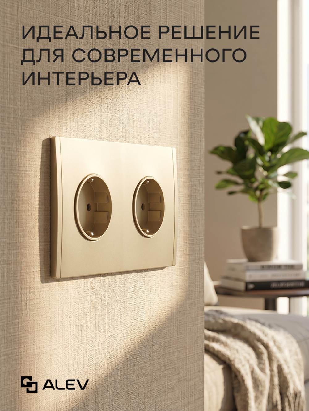 Ультратонкая двойная розетка, золотая