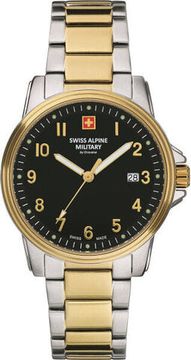 С браслетом Мужские наручные часы с серебряным браслетом Swiss Alpine Military 7011.1147 mens 40mm 10ATM