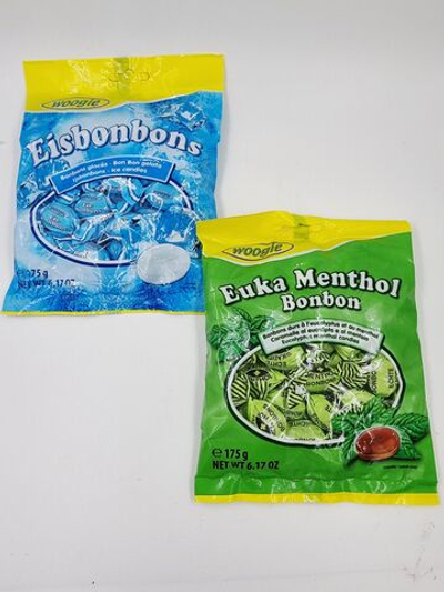 Леденцы набор Woogie Eisbonbons Ментол и Euka Bonbon Лимон 350 г (175 гх2), Германия