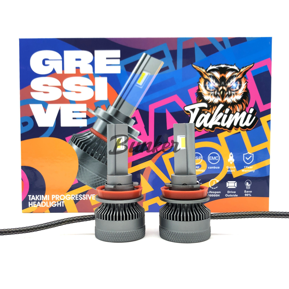 Светодиодные автомобильные LED лампы TaKiMi Progressive V2 H11/8/9/16 6000K 12/24V