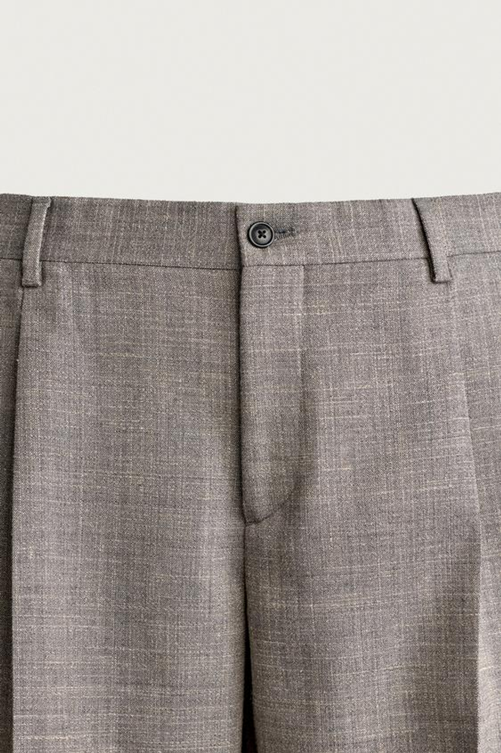 ZARA ШЕРСТЯНЫЕ КОСТЮМНЫЕ БРЮКИ КЛАССИЧЕСКОГО КРОЯ, СЕРЫЙ/БЕЖЕВЫЙ