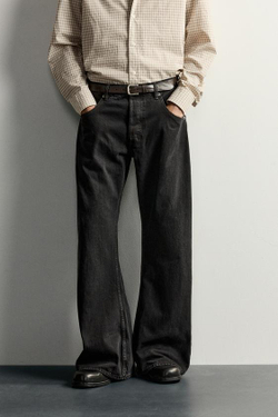 ZARA ДЖИНСЫ BARREL FLARE FIT, ЧЕРНЫЙ