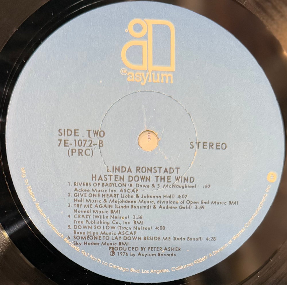 Виниловая пластинка Linda Ronstadt ‎– Hasten Down The Wind LP