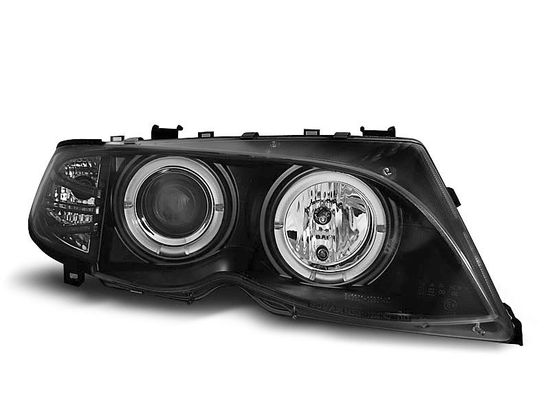 Передние фары Bmw 3 E46 angel eyes black