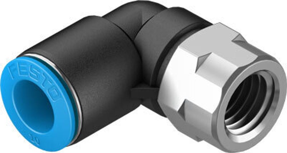 QSLF-1/4-10-B Угловой штуцер с цанговым зажимом и резьбой QSLF-1/4-10-B Угловой штуцер с цанговым зажимом и резьбой