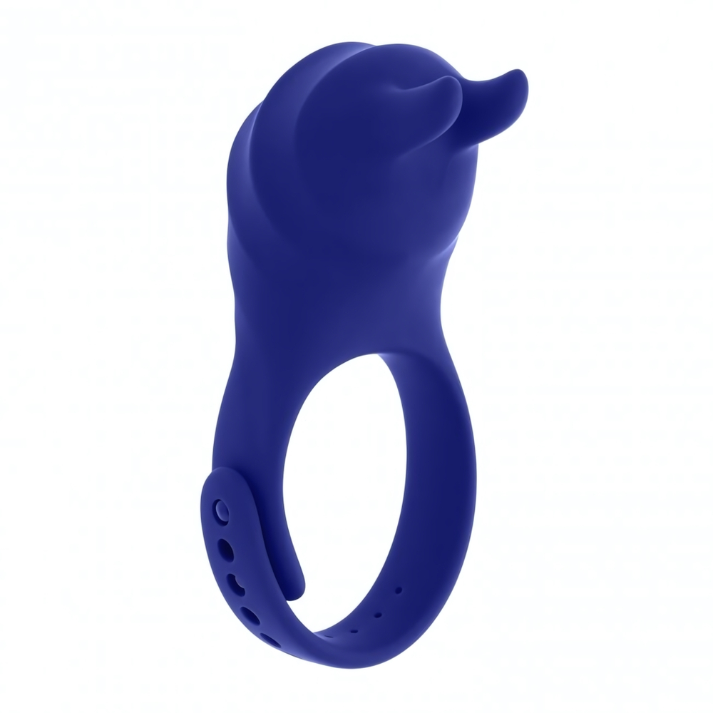 Эрекционное вибро-кольцо с клиторальной подушечкой и пультом ДУ Adjustable Fun Ring/ Без коробки / (Цвет: синий)