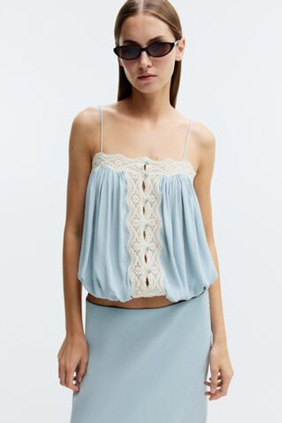 Топ с кружевной лентой и завязками на бретелях - H&M