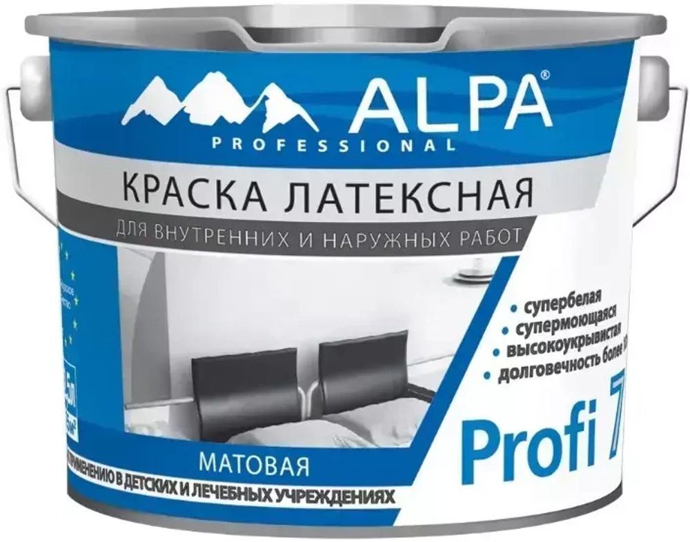 Краска латексная Alpa Profi 7 матовая супербелая 2,5л