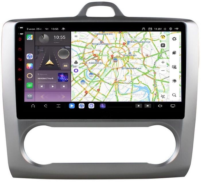 Магнитола для Ford Focus 2 2004-2011 (климат) - Kuberg OL-9201-A QLed, Android 13, Быстрейшая, CarPlay, SIM-слот