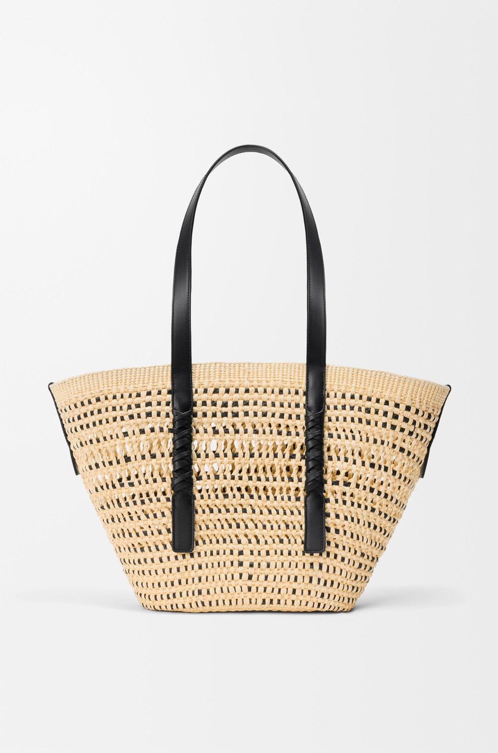 Loewe Среднего плетеная сумка-корзина Braid из пальмы и телячьей кожи, натуральный/черный