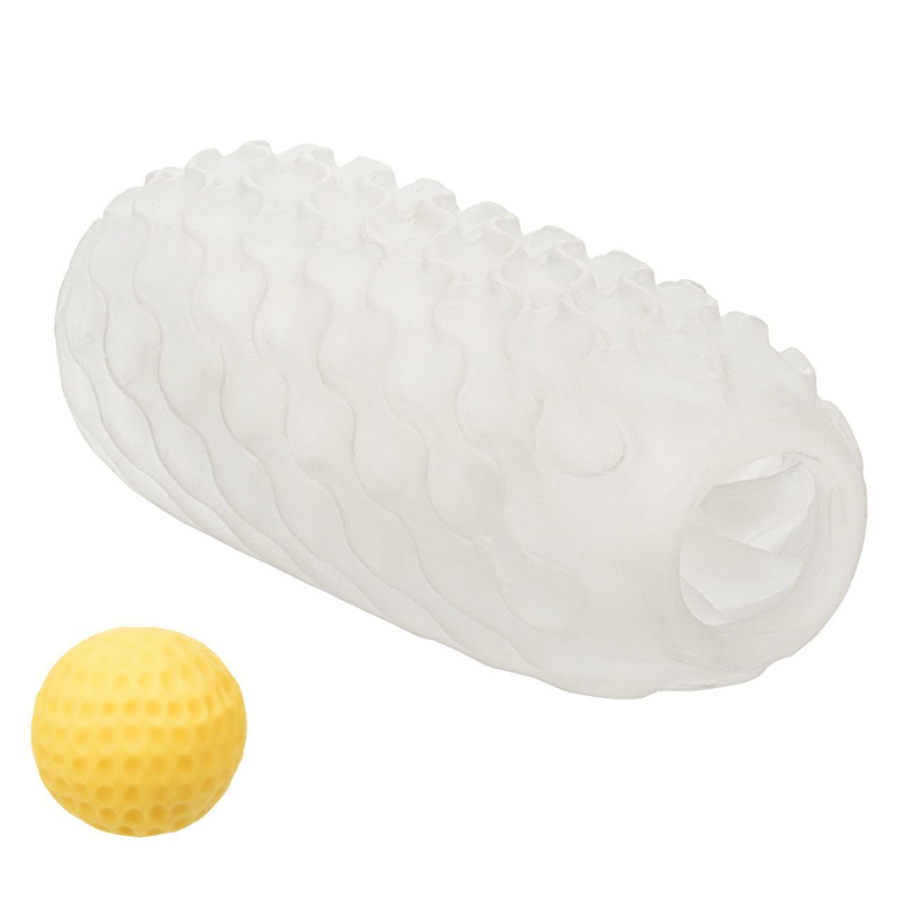Двусторонний мастурбатор с желтым стимулирующим шариком Reversible Squishy Ball Stroker (Цвет: прозрачный)