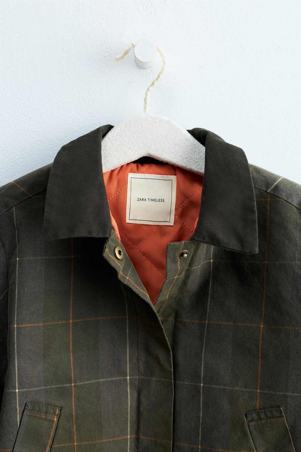 ZARA TIMELESS — ВОЩЕНАЯ КУРТКА В КЛЕТКУ, ЗЕЛЕНЫЙ/СЕРЫЙ