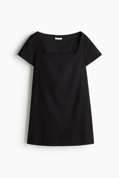 Платье из смеси со льном — квадратный вырез - H&M