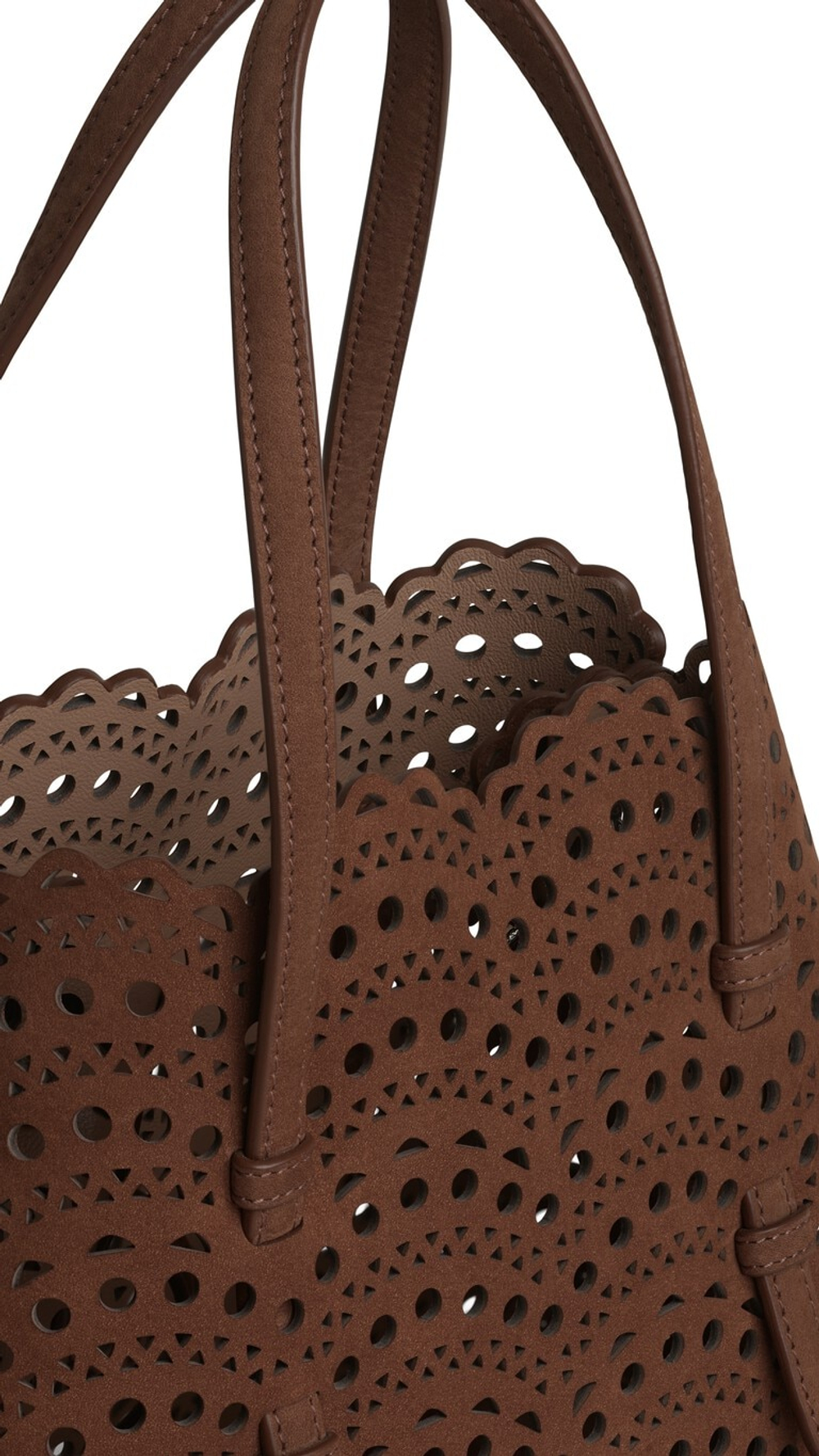 ALAÏA СРЕДНЯЯ СУМКА MINA 25 ИЗ НУБУКА, КОРИЧНЕВЫЙ