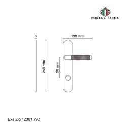 Ручка на планке PORTA DI PARMA Exa Zig WC PVD золото